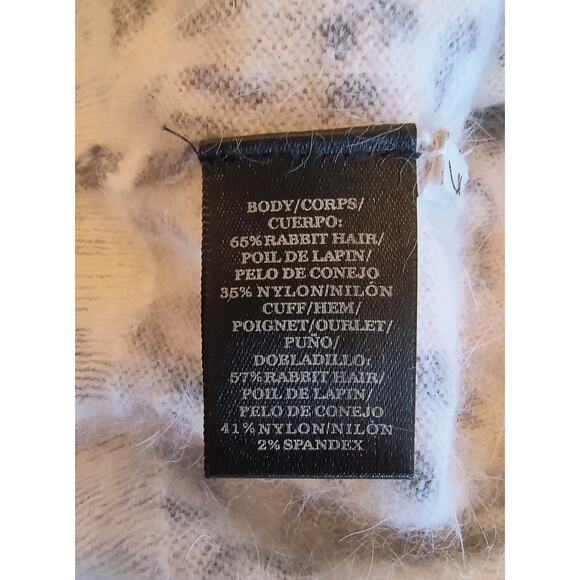 Ann Taylor Sweater Women's Sz SP Black White Leopard Print Rabbit Hair Pullover - Picture 10 of 12